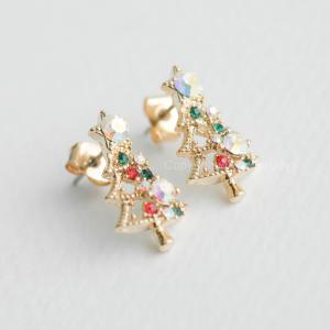Christmas Tree Crystal earrings Stu..