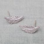 Vintage Leaf Post Earrings In Silver