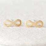 Simple Brushed Infinity Earrings In Gold