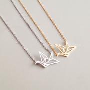 origami crane necklace in Gold