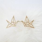 Origami Crane Earrings in gold,Blessing of the earrings,Happiness earrings