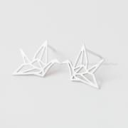 Origami Crane Earrings in silver,Blessing of the earrings,Happiness earrings