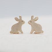 Brushed Bunny Earrings in gold