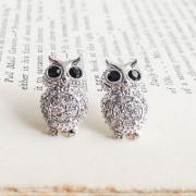 Crystals Owl stud earrings