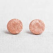 Brushed Circle stud Earrings in pink