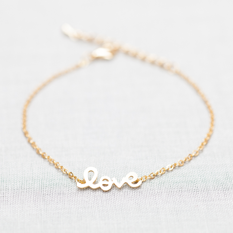 Love Word Bracelet In Gold