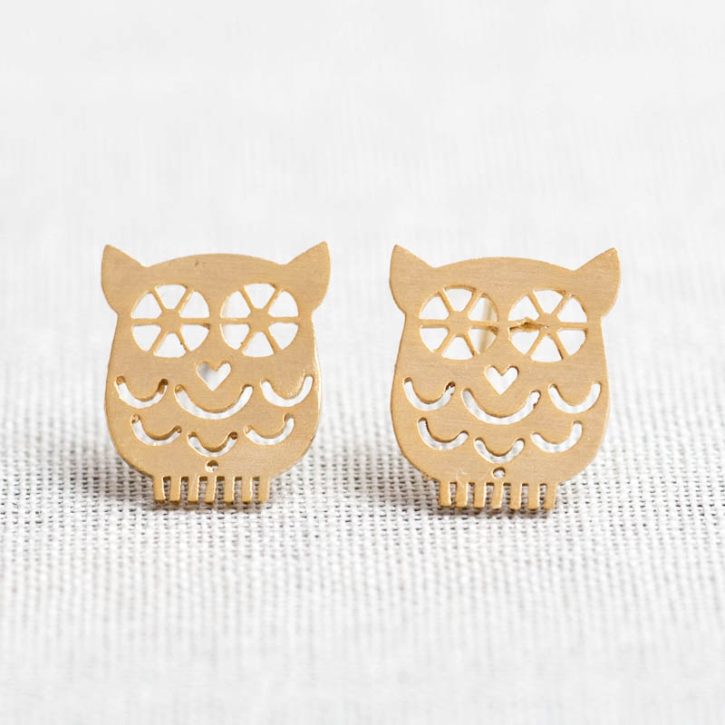 Tiny Owl Earrings In Gold on Luulla