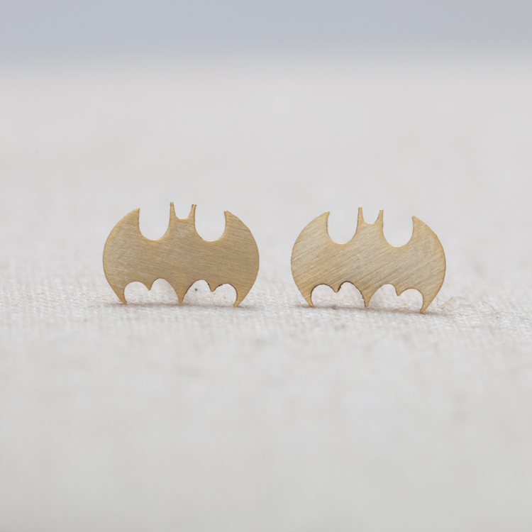 Bat – 925 Sterling Silver Colourful Ear Studs - All Things Gothic