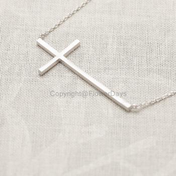 Sideways Cross Necklace in silver