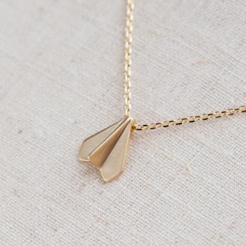 Gold Plated Paper Plane Necklace