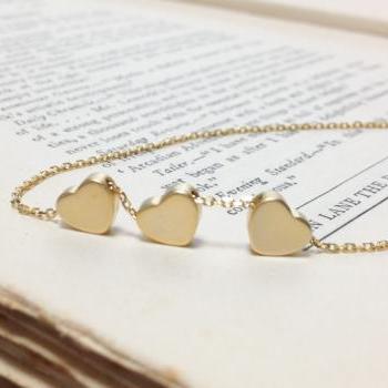 gold three Hearts Necklace