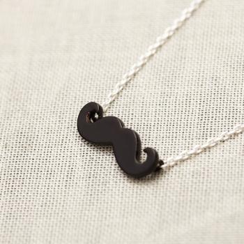 Black Mustache Silver Chain Necklace