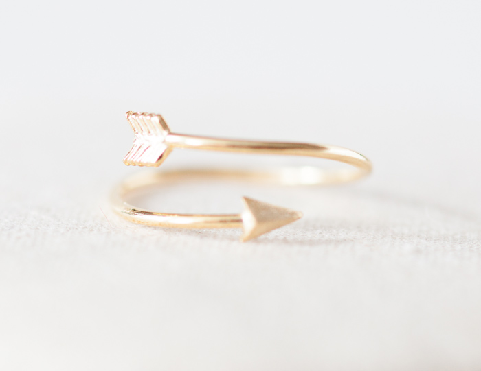 Gold Arrow Adjustable Signet Ring